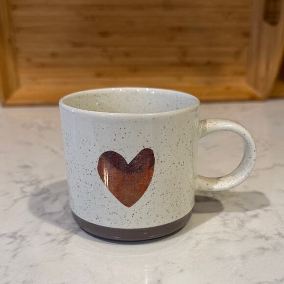Starbucks 2017 Metallic Rose Gold Heart Speckled Ceramic Coffee Mug 12 fl oz - Picture 1 of 7